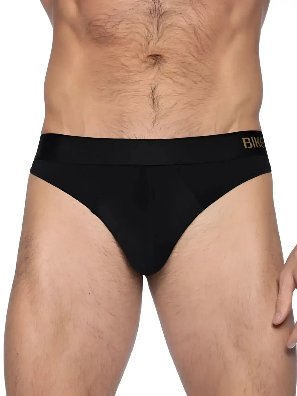 Front view of BIKE Athletic BAS319 Active Thong in black.