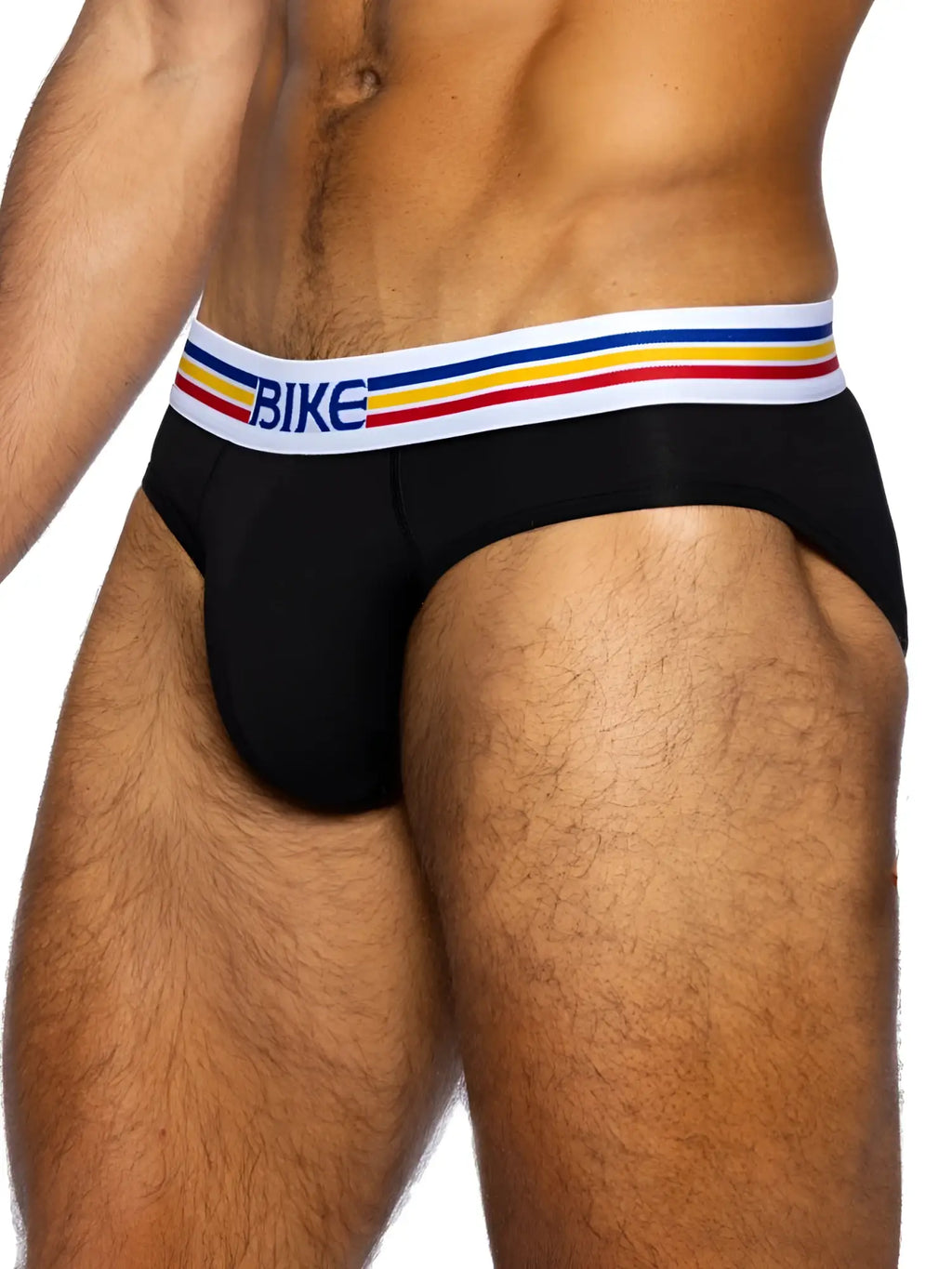 Front view of BIKE Athletic BAS327 Stretch Cotton Brief in black on a model.