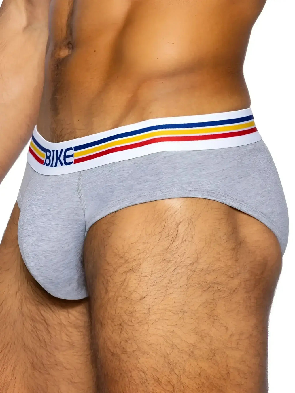 BIKE Athletic BAS327 stretch cotton brief in gray, shown in a side-profile product view.