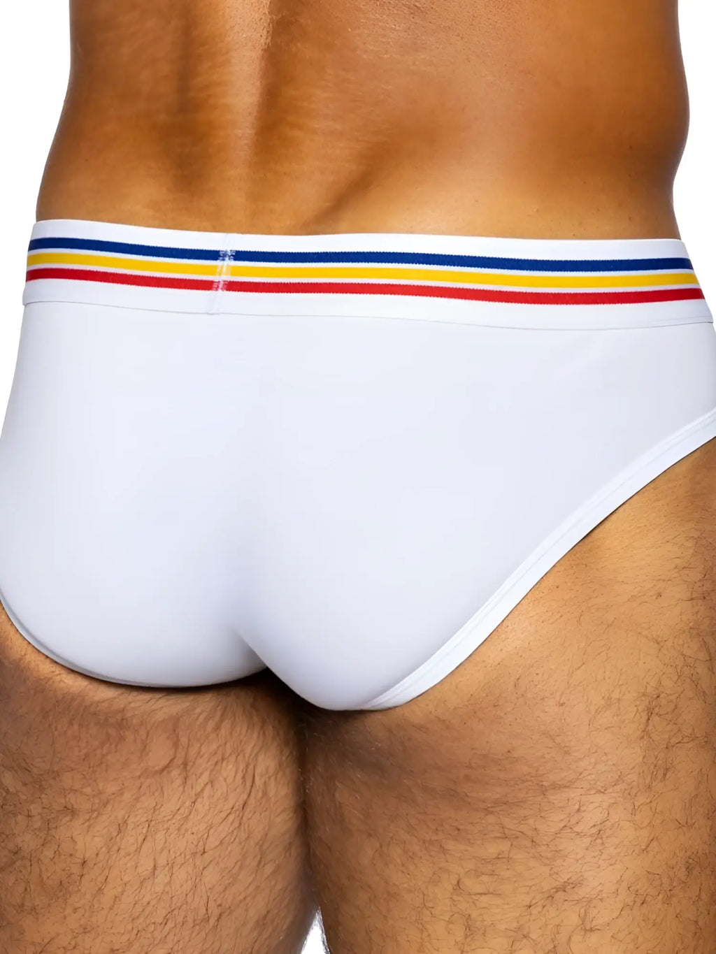 BIKE Athletic BAS327 stretch cotton brief in white. Rear view of the underwear on a model.