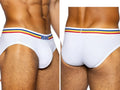 BIKE Athletic BAS327 Stretch Cotton Brief in white, showing front and back views on a model.