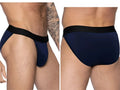 BIKE Athletic BAS331 Active Jock Brief in Navy, showing front and back views on a model.