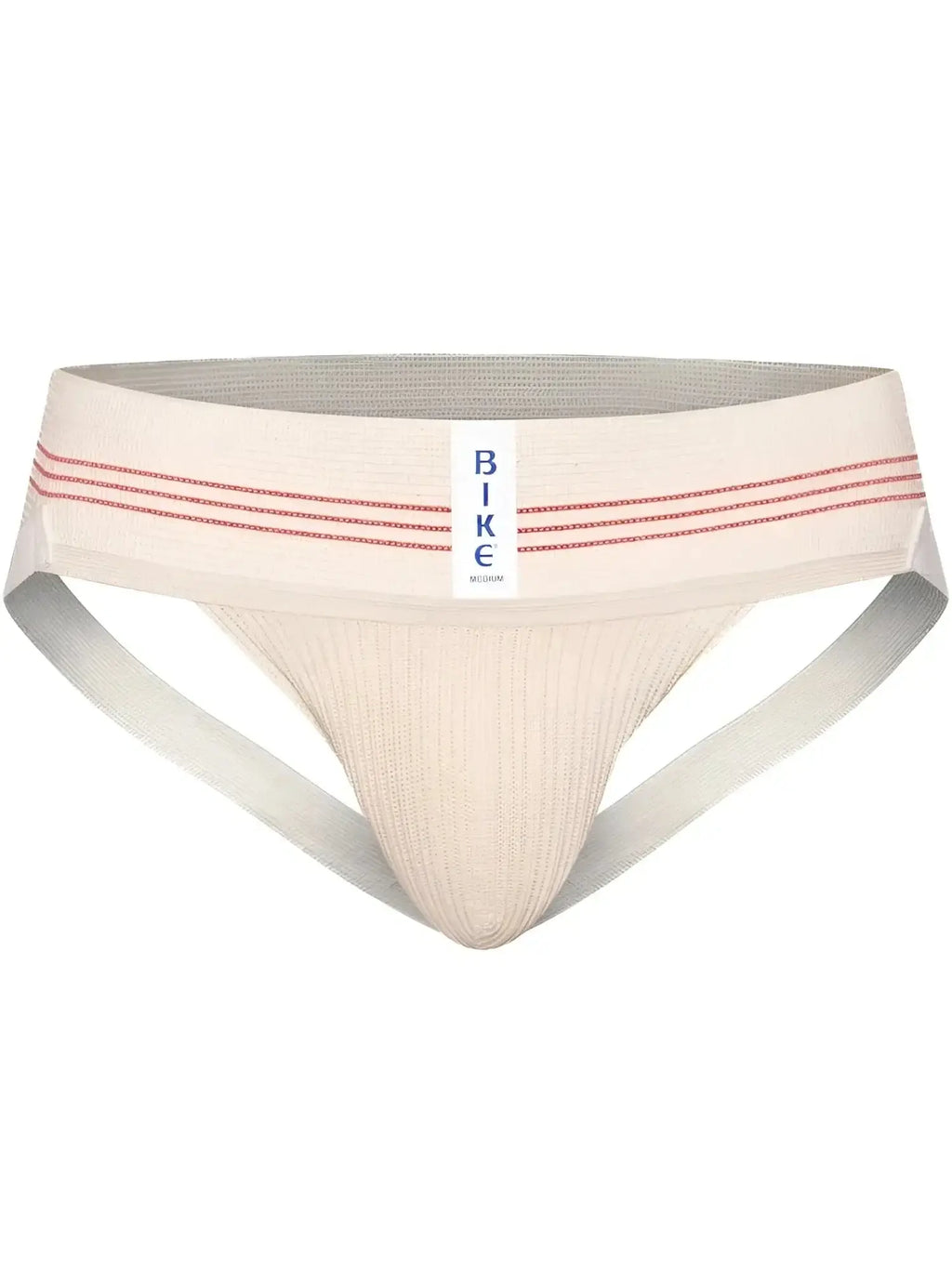 Front view of the BIKE Athletic BAS333 Classic Retro jockstrap in vintage cream.