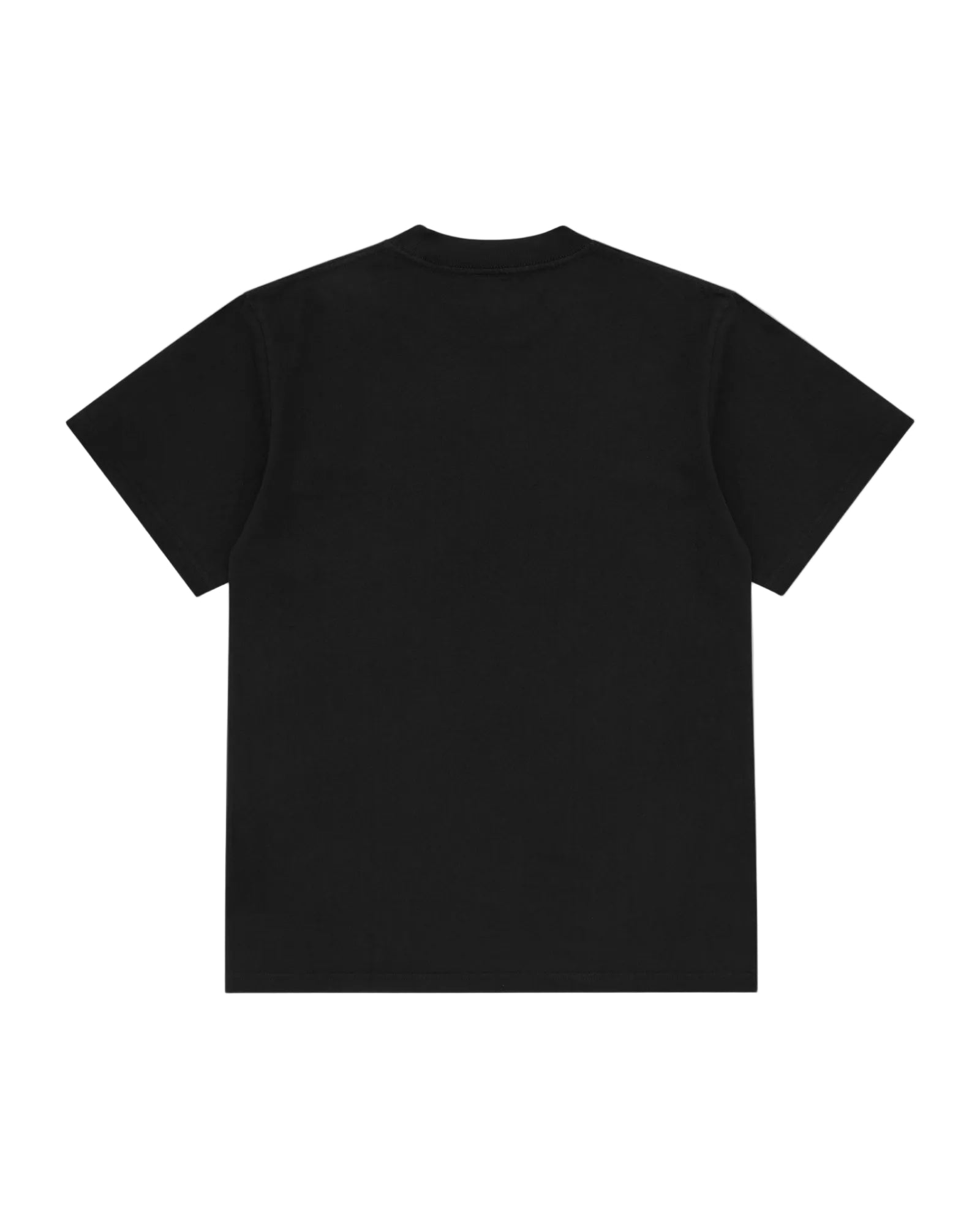 Back view of a plain black Superior Tee short-sleeve crewneck t-shirt.
