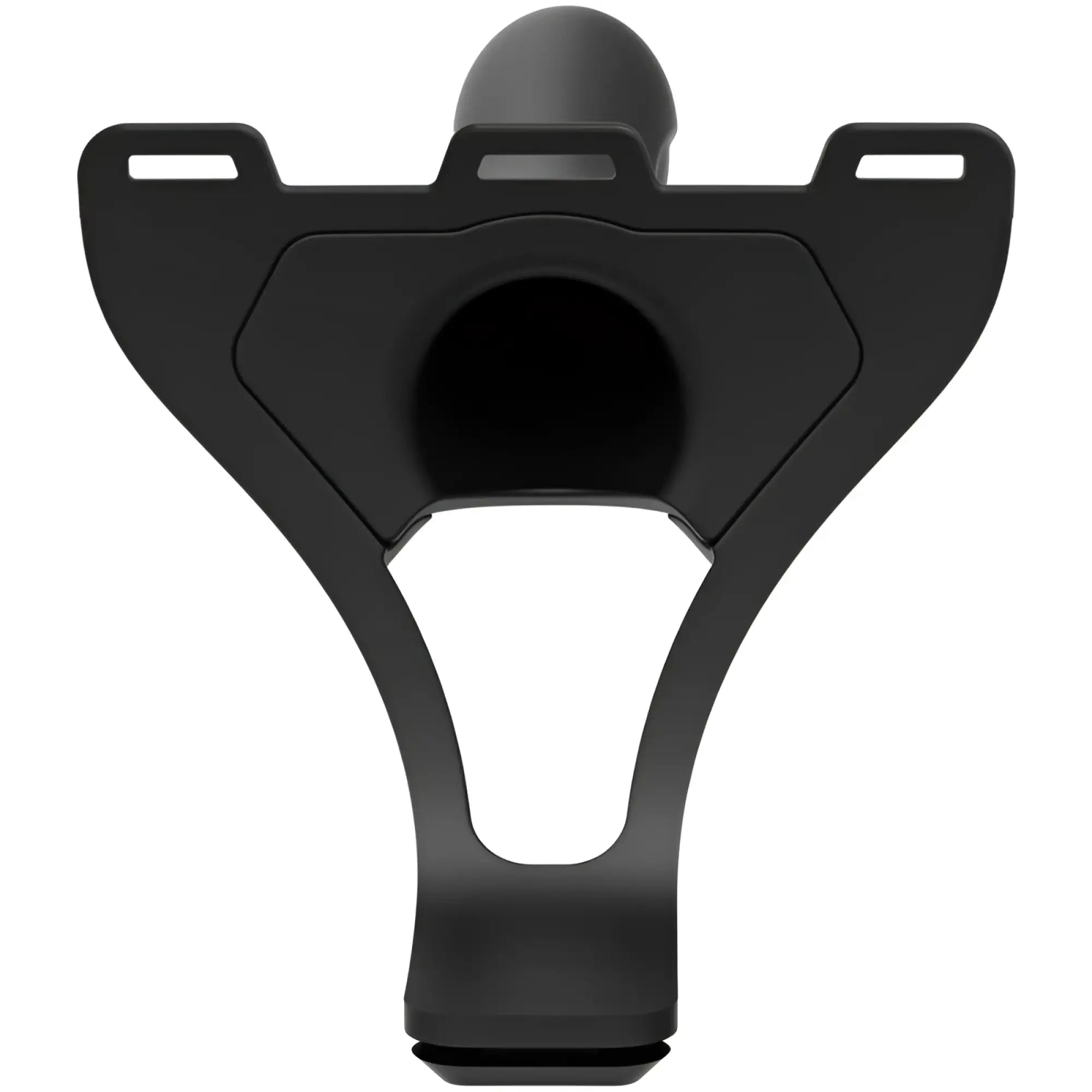 Black plastic bike mount with ergonomic design and integrated clip for secure attachment in body extension be strong strap-on set