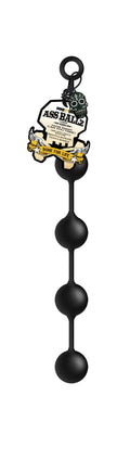 Black silicone ass ball chain with skull tag and gold accents from boneyard boneyard ass ballz large product