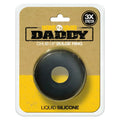 Black liquid silicone chub up bulge ring in yellow and cardboard package from boneyard daddy silicone ring black product
