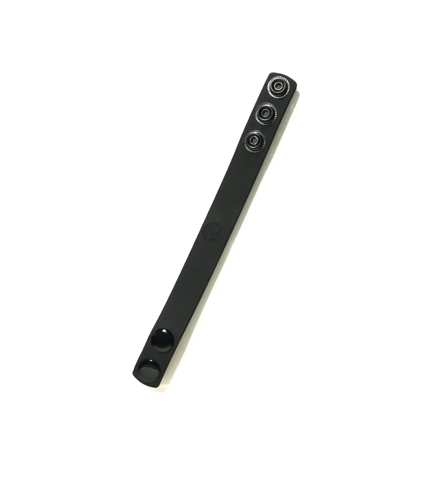 Black silicone cock strap with three circular snap rings from boneyard boneyard in black color