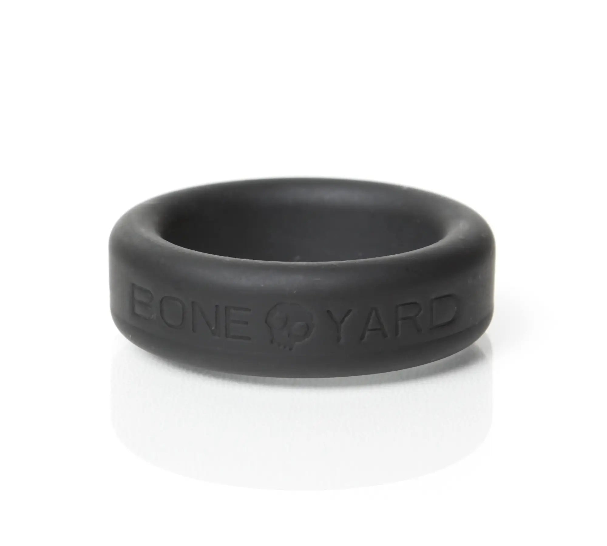 Black silicone boneyard ring 30mm with bone yard engraved on the outer surface