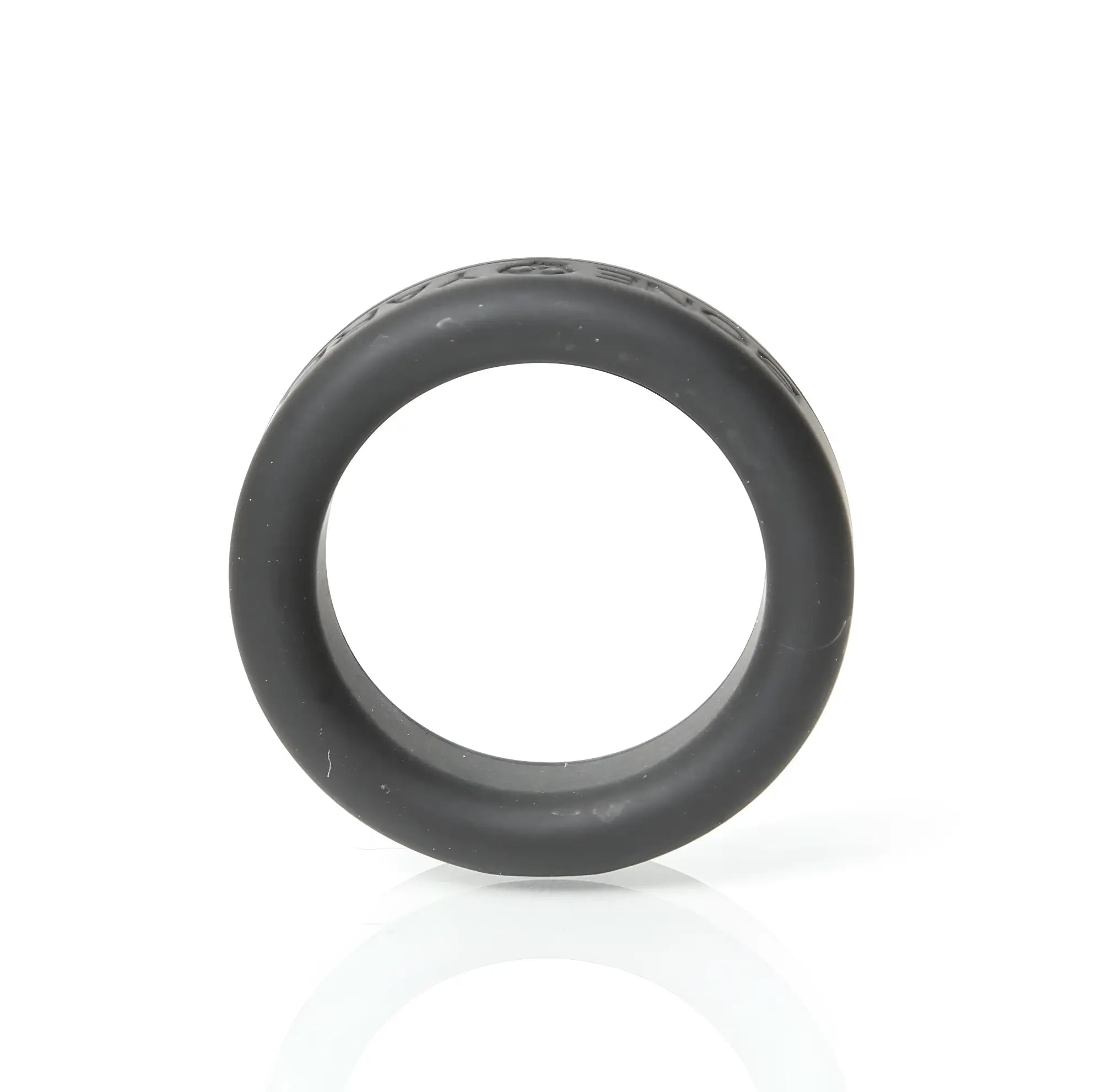 Black silicone ring with embossed text around the circumference from the boneyard boneyard silicone ring 30mm black collection