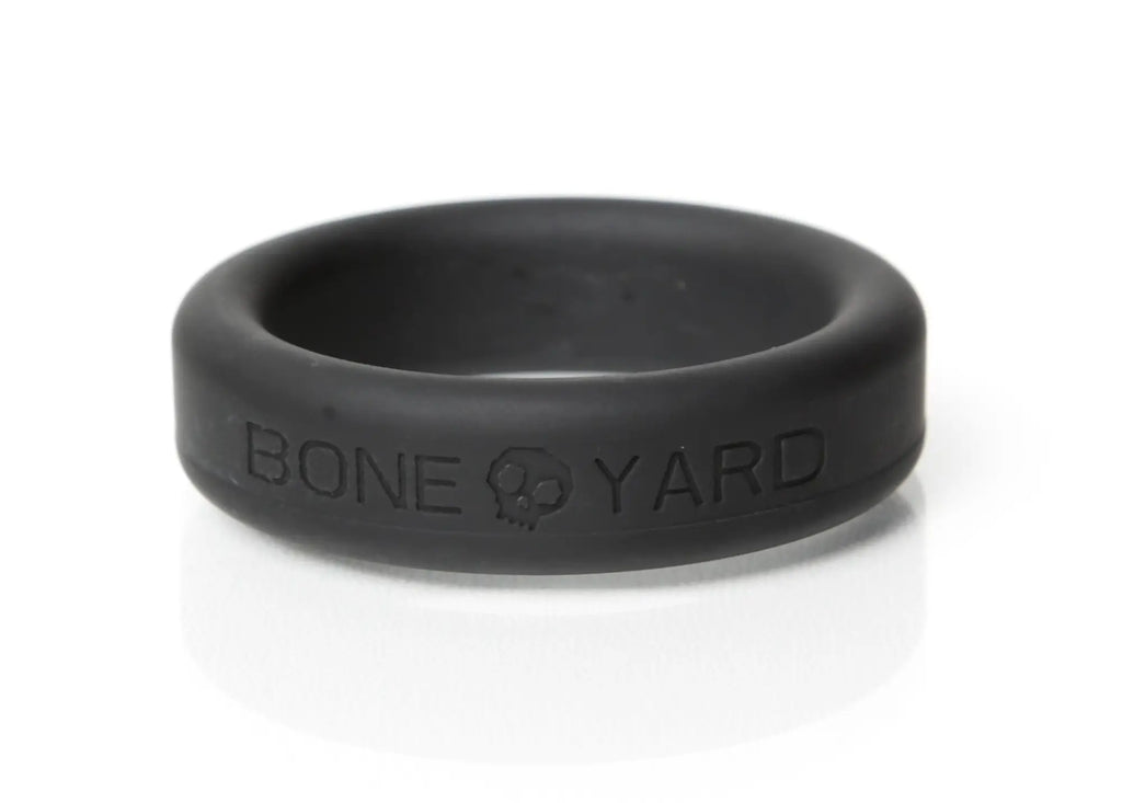 Black boneyard silicone ring 35mm with bone yard engraving on the side for durable everyday wear