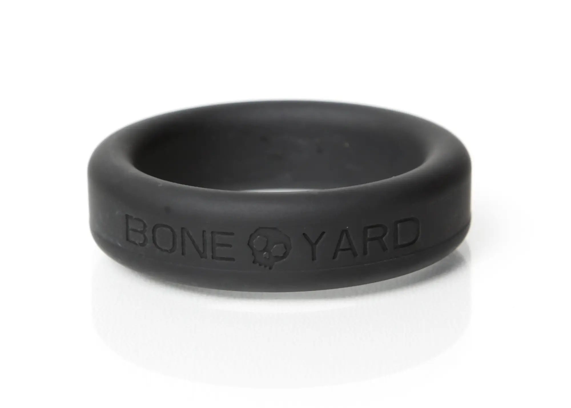 Black boneyard silicone ring 35mm with bone yard engraving on the side for durable everyday wear