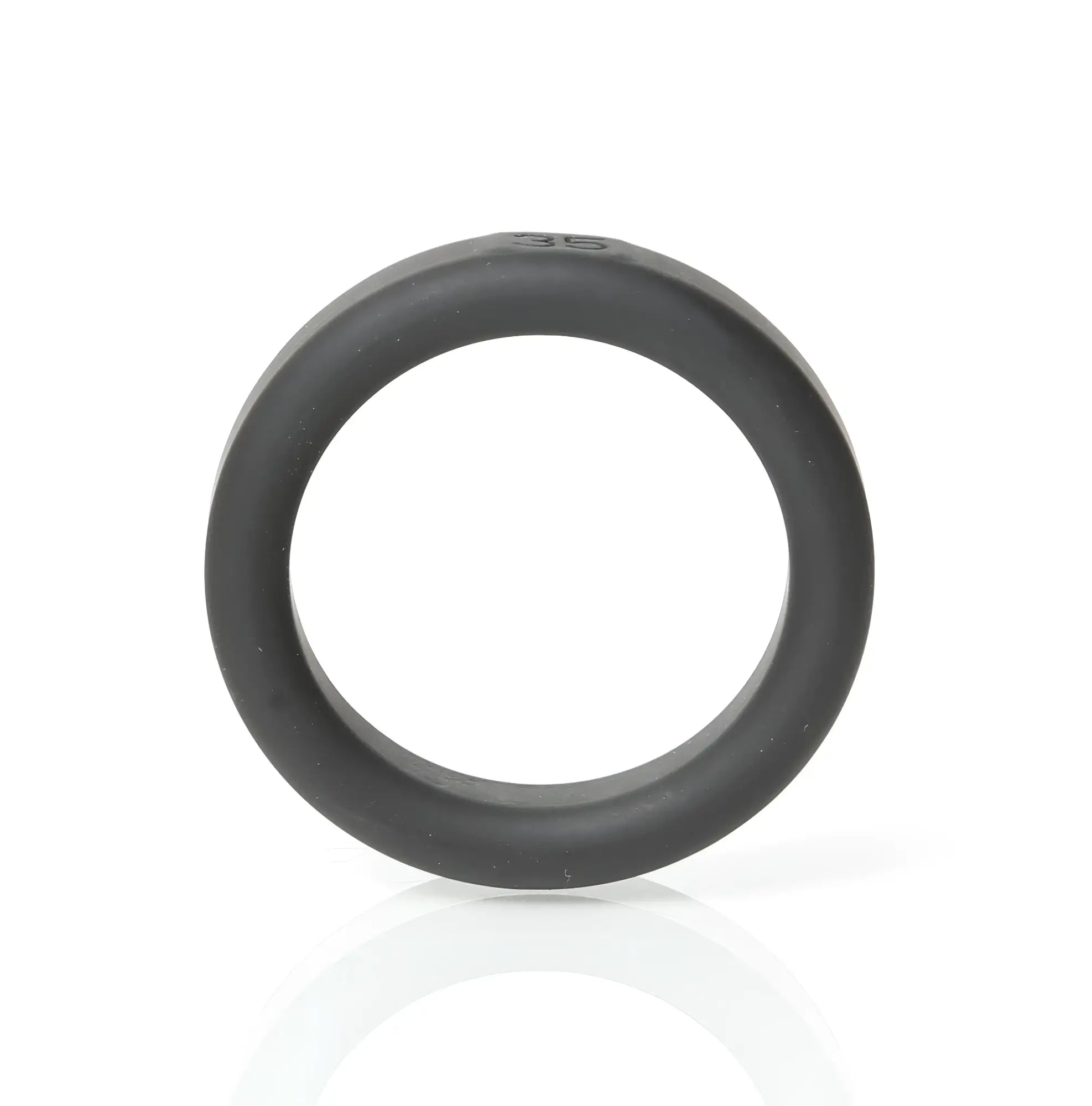 Black boneyard silicone ring 35mm with smooth matte finish and engraved number 36 on outer surface