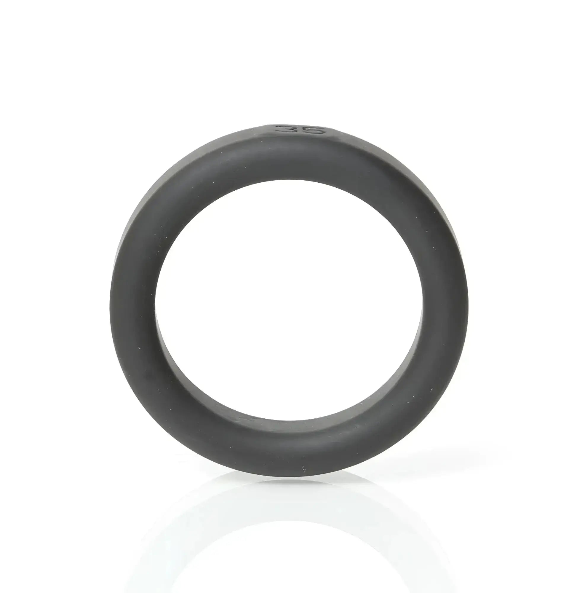 Black boneyard silicone ring 35mm with smooth matte finish and engraved number 36 on outer surface