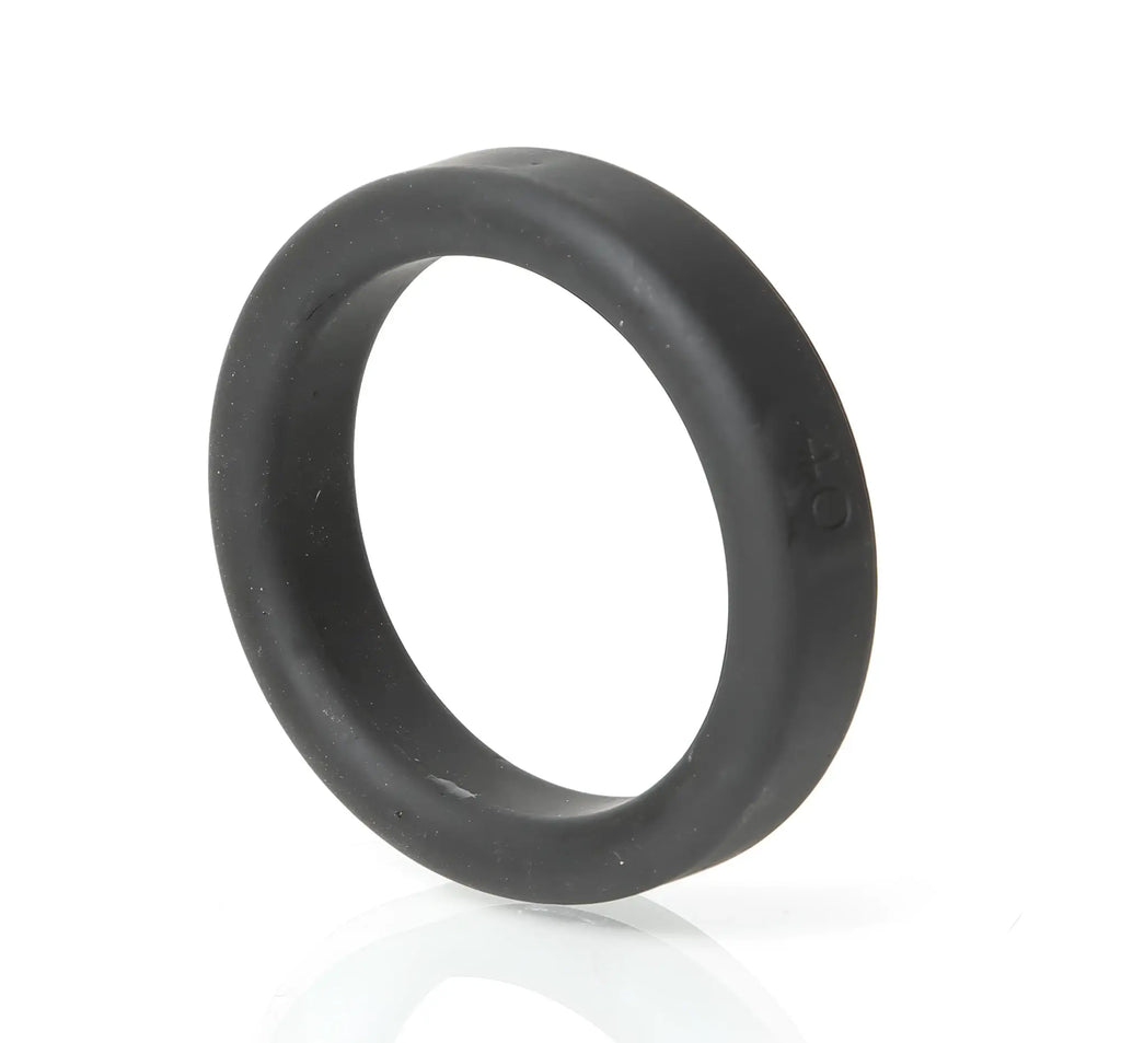 Black silicone ring by boneyard featuring a smooth matte finish and subtle inner texture 40mm size