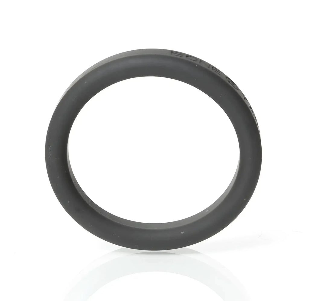 Black boneyard silicone ring 45mm featuring bone engraving on outer surface made from durable silicone
