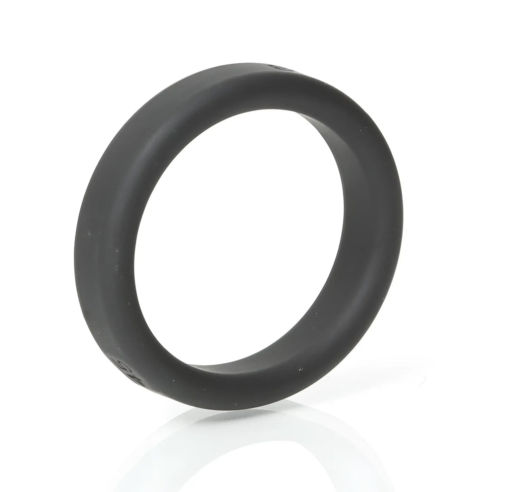 Black boneyard silicone ring 45mm with a smooth matte finish and subtle inner texture visible on the back side