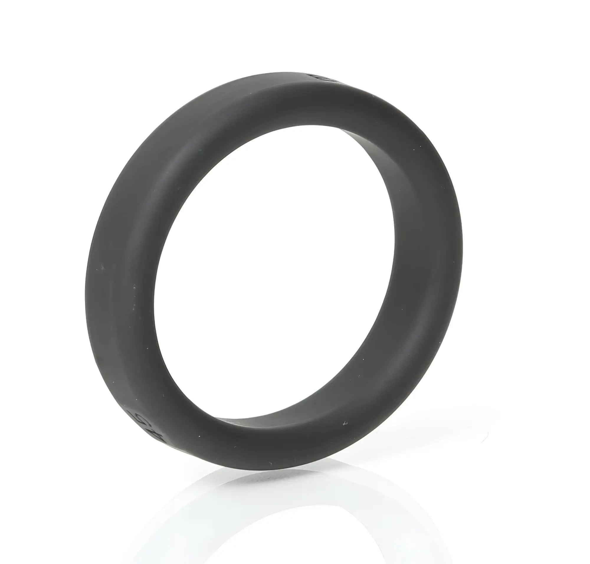 Black boneyard silicone ring 45mm with a smooth matte finish and subtle inner texture visible on the back side