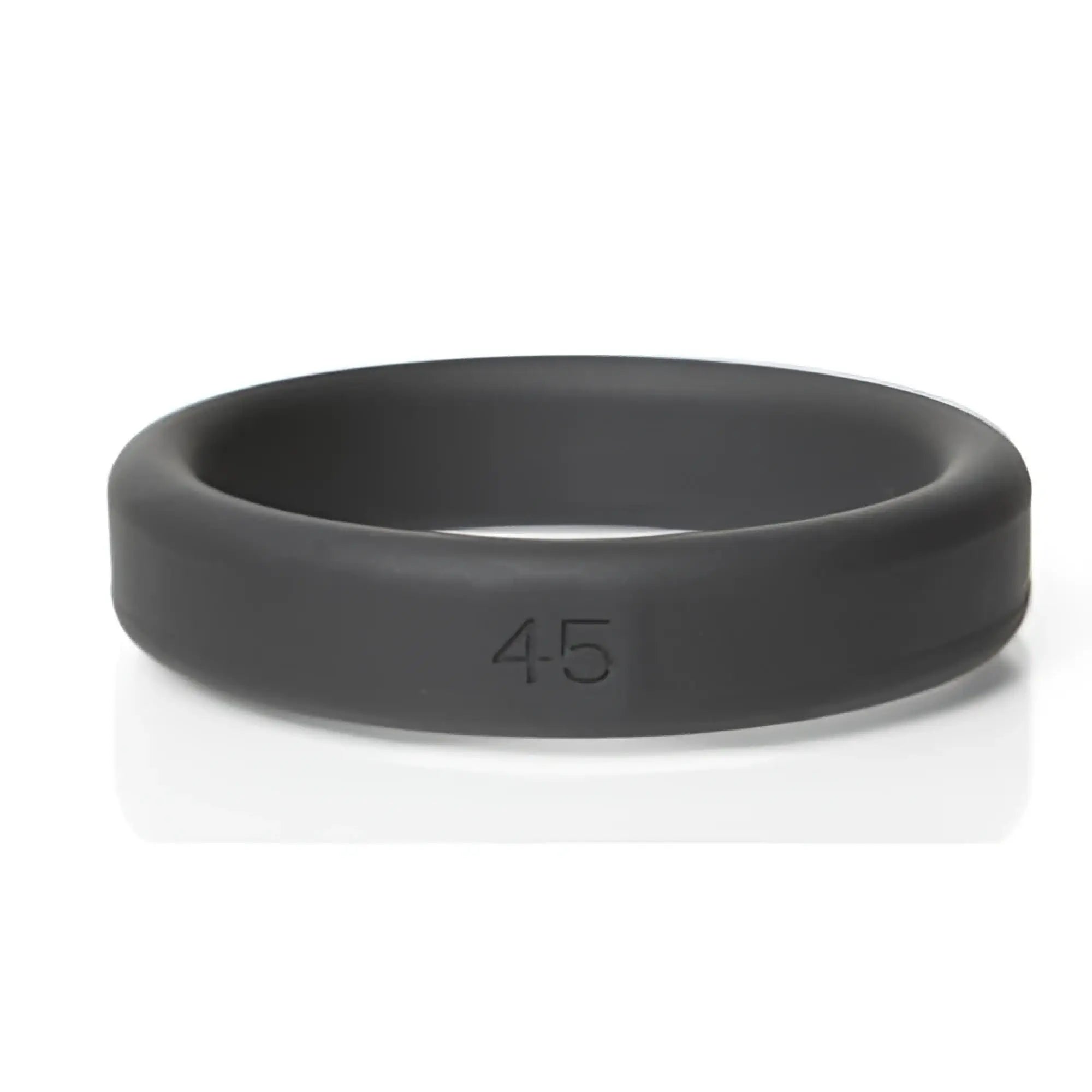 Black silicone ring from boneyard 5 pc kit with the number 45 engraved on its inner surface