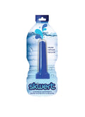 Blue skwert shower nozzle insert converts a standard water bottle into a handheld douche for personal hygiene