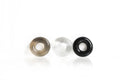 Boneyard triple play cock ring showing three smooth translucent beads in smoky gray clear white and glossy black