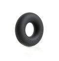 Black silicone cock ring with boneyard embossed on its side designed for ultimate comfort and durability