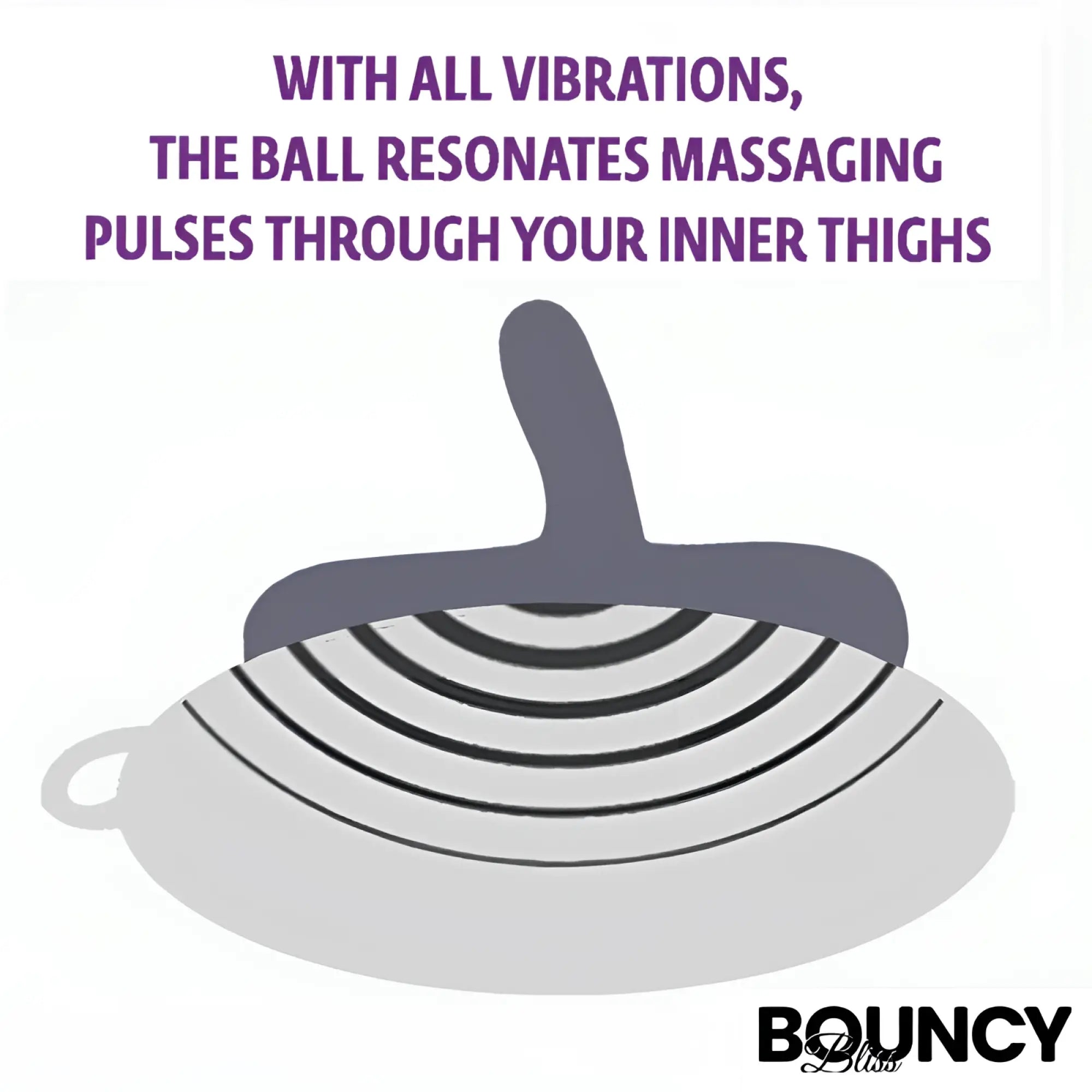 Gray bouncy bliss classic inflatable sit-on vibrator with concentric circular lines showing vibration pulses