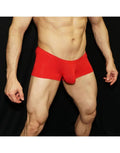 Red viscose boxer underwear by Arroyman featuring a snug fit and smooth fabric shown on a model.
