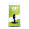 Black silicone butt plug with t-shaped handle in green and white brutus all day long butt plug s blister pack