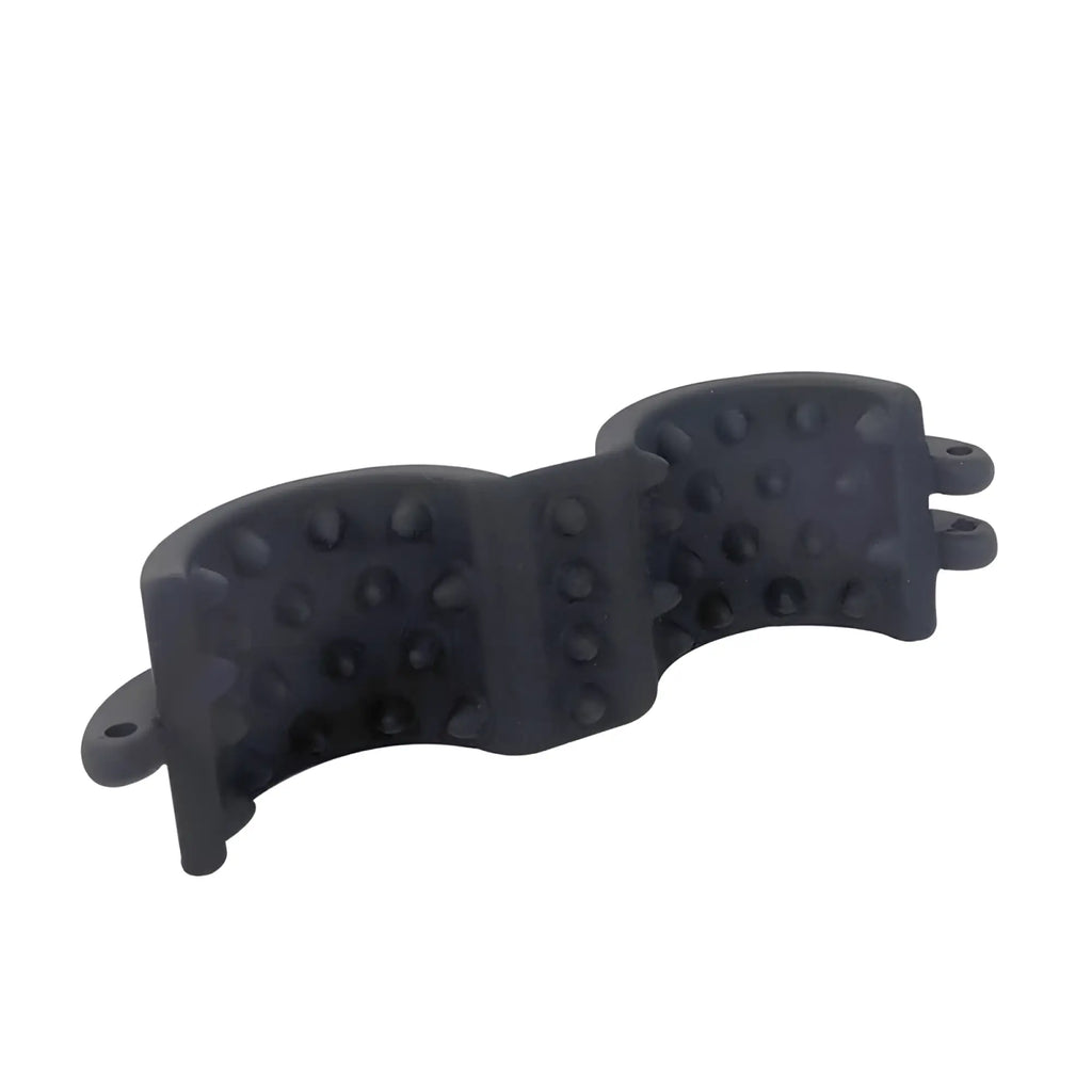 Black silicone Brutus Brutus Cruncher lockable spiked ball stretcher with textured rounded grip and small protruding bumps