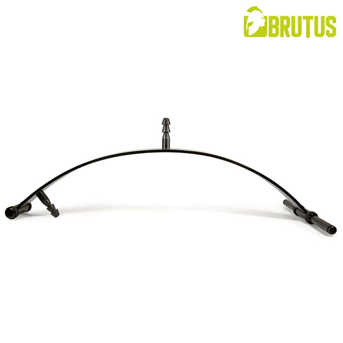 Black curved garden hose splitter with three threaded connectors by brutus for deep rocker solo shafting cradle use