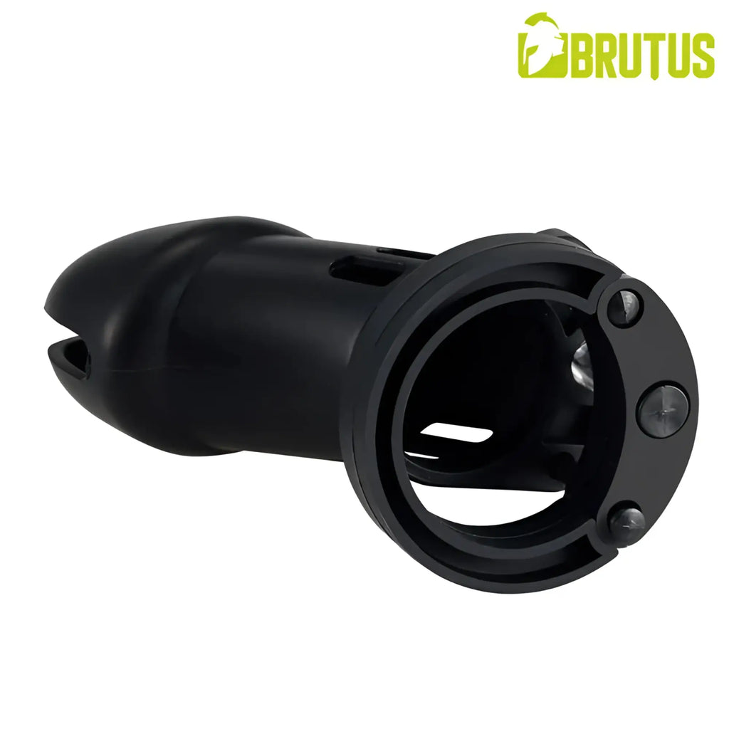 Black plastic car charger adapter with circular mounting base and three screws shown on the back side