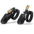 Black brutus denial silicone chastity 2 cage set with gold-colored lock designed for secure male chastity use