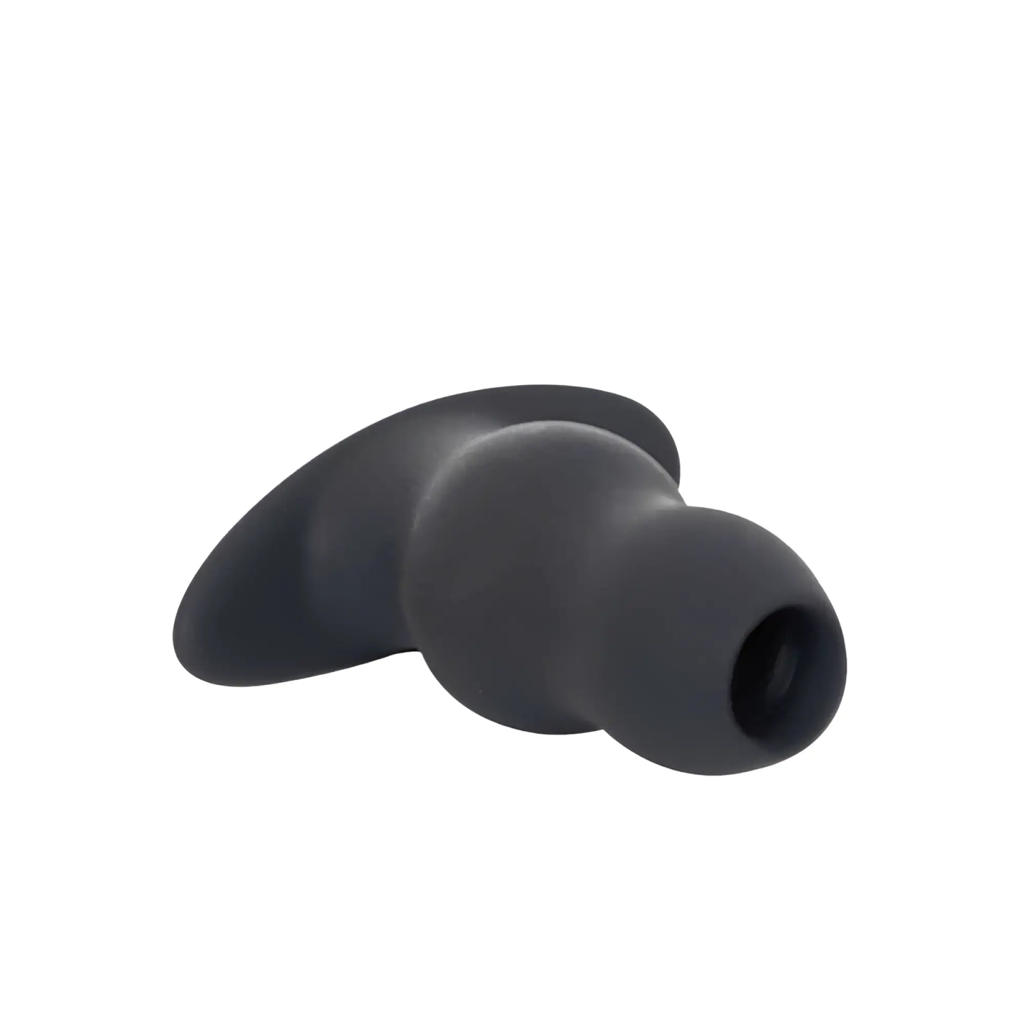 Black silicone earbud tip with rounded ergonomic design and smooth matte finish for brutus ergo bum tunnel plug xxl