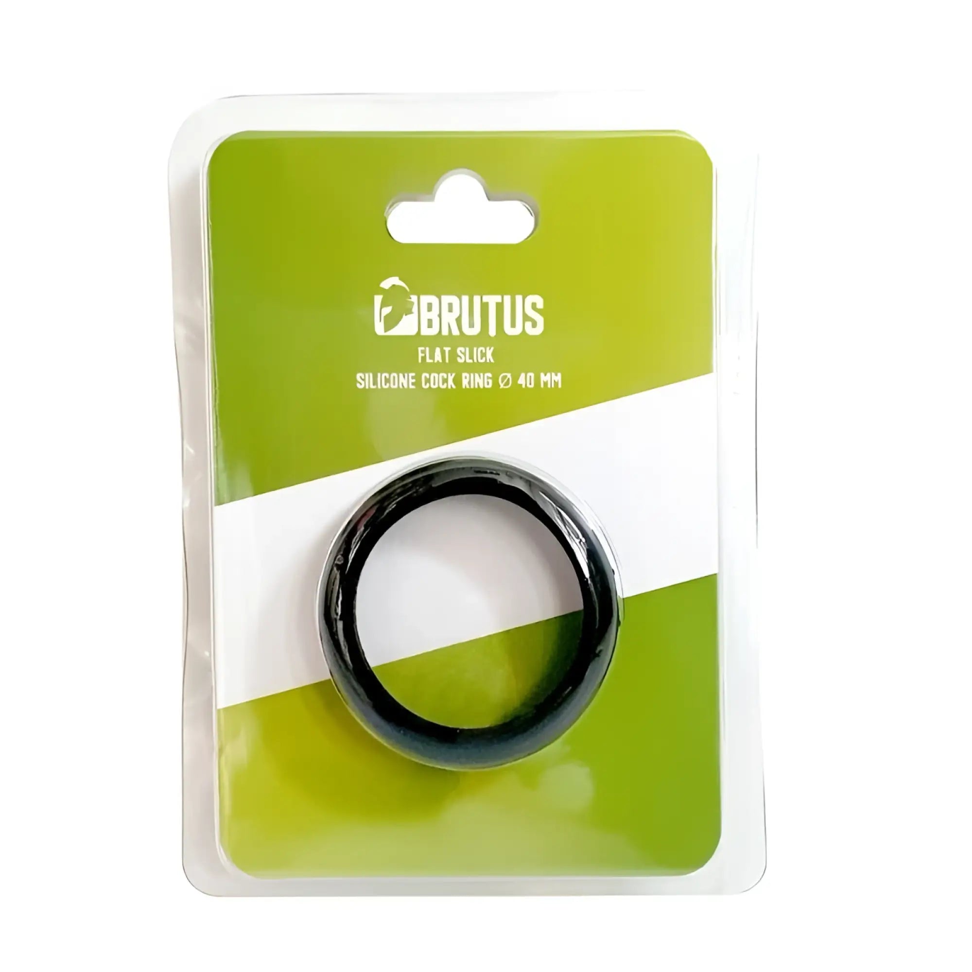 Black silicone cock ring model flat slick by brutus featuring a 40mm size for enhanced performance