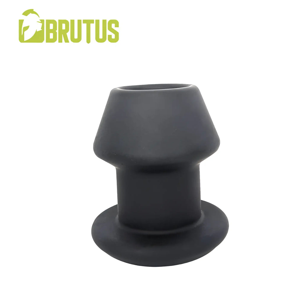 Black silicone anal plug brutus gobbler with flared base and tapered top for comfortable use