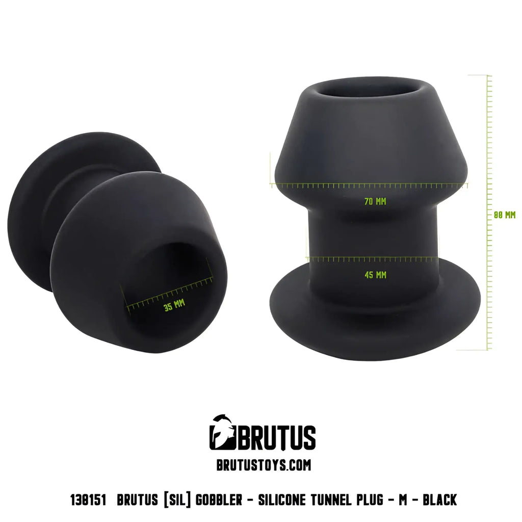 Black silicone tunnel plug brutus gobbler model with flared base and tapered design for stretching ears