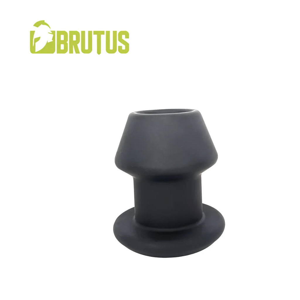 Black brutus gobbler silicone tunnel plug with flared top and rounded base for body piercing use