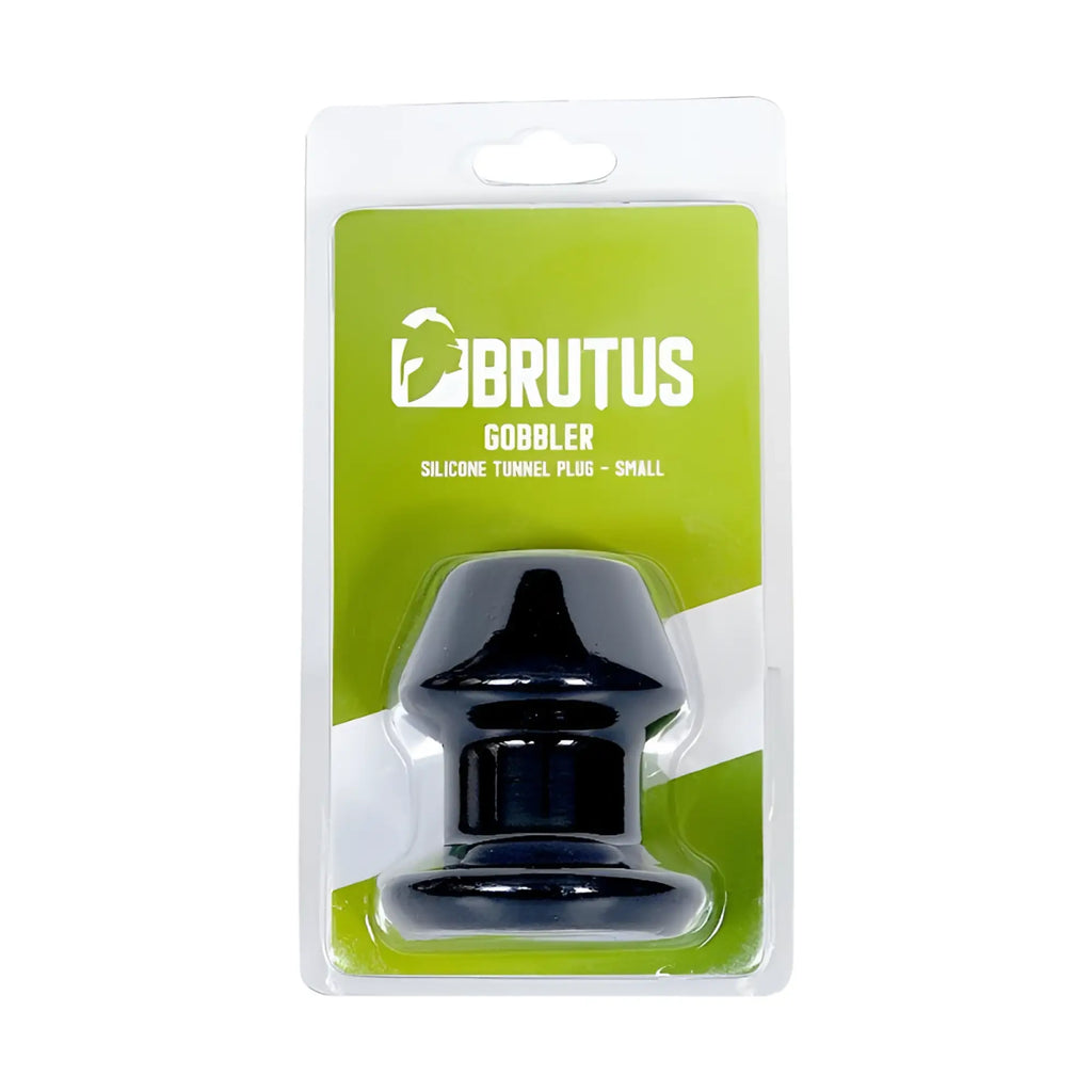 Black brutus gobbler silicone tunnel plug small size designed for stretched piercings in durable silicone material