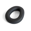 Black hypersoft silicone ergo cockring by brutus with a smooth matte finish and slightly irregular oval shape