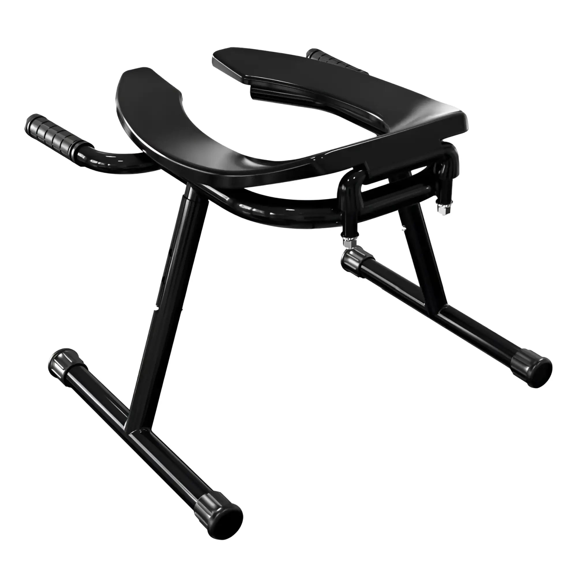 Black plastic and metal brutus rim seat 2.0 portable toilet seat stand with adjustable legs
