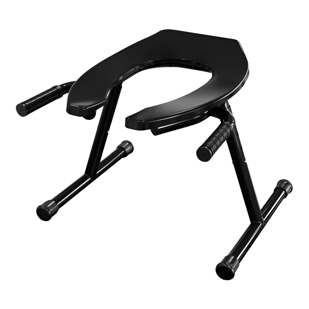 Black brutus rim seat 2.0 portable toilet seat with padded ergonomic design and textured grip handles