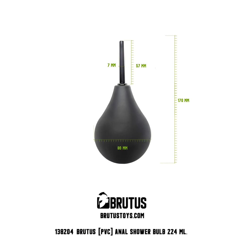 Black pvc anal shower bulb brutus shower bulb 224ml with slender nozzle for precise cleaning