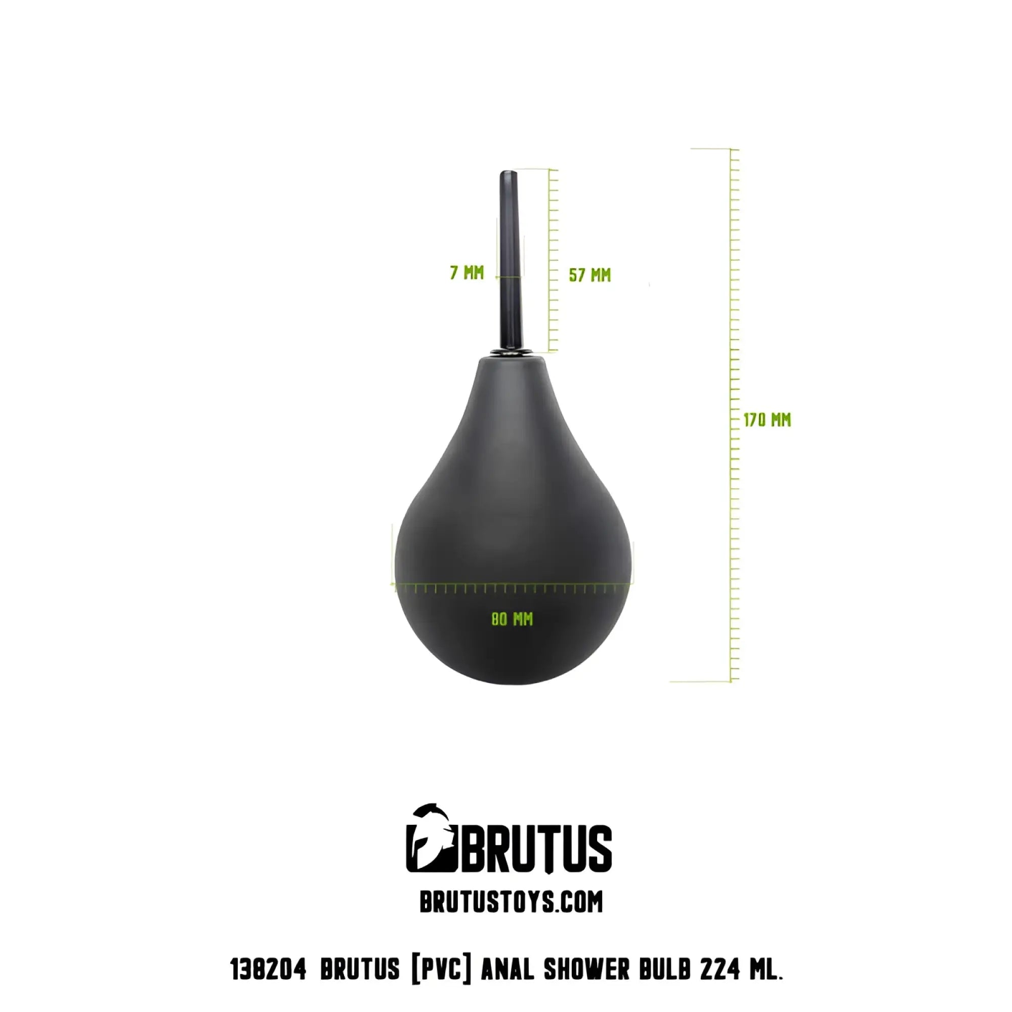 Black pvc anal shower bulb brutus shower bulb 224ml with slender nozzle for precise cleaning