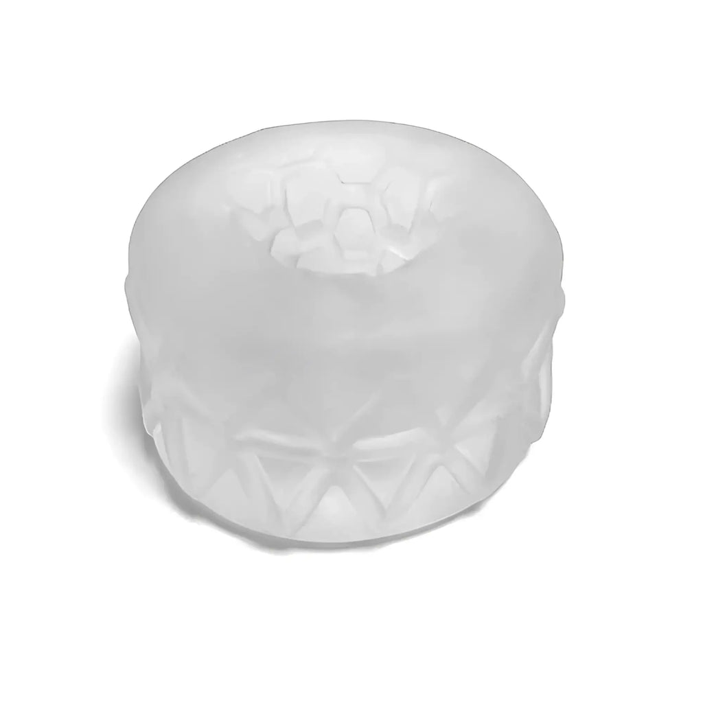 Translucent white silicone ballstretcher ring with geometric embossed patterns brutus silasoft ice