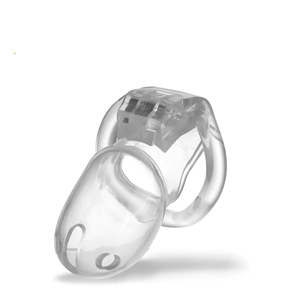 Brutus Brutus Stealth chastity cage clear with transparent molded plastic design and visible locking mechanism