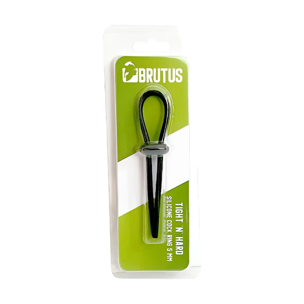 Black silicone cock ring from brutus designed with tight and hard adjustable fit for 5mm size