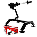 Black metal adjustable fuck machine with silver shaft and black handle branded as moi xtreme power engine 2.0