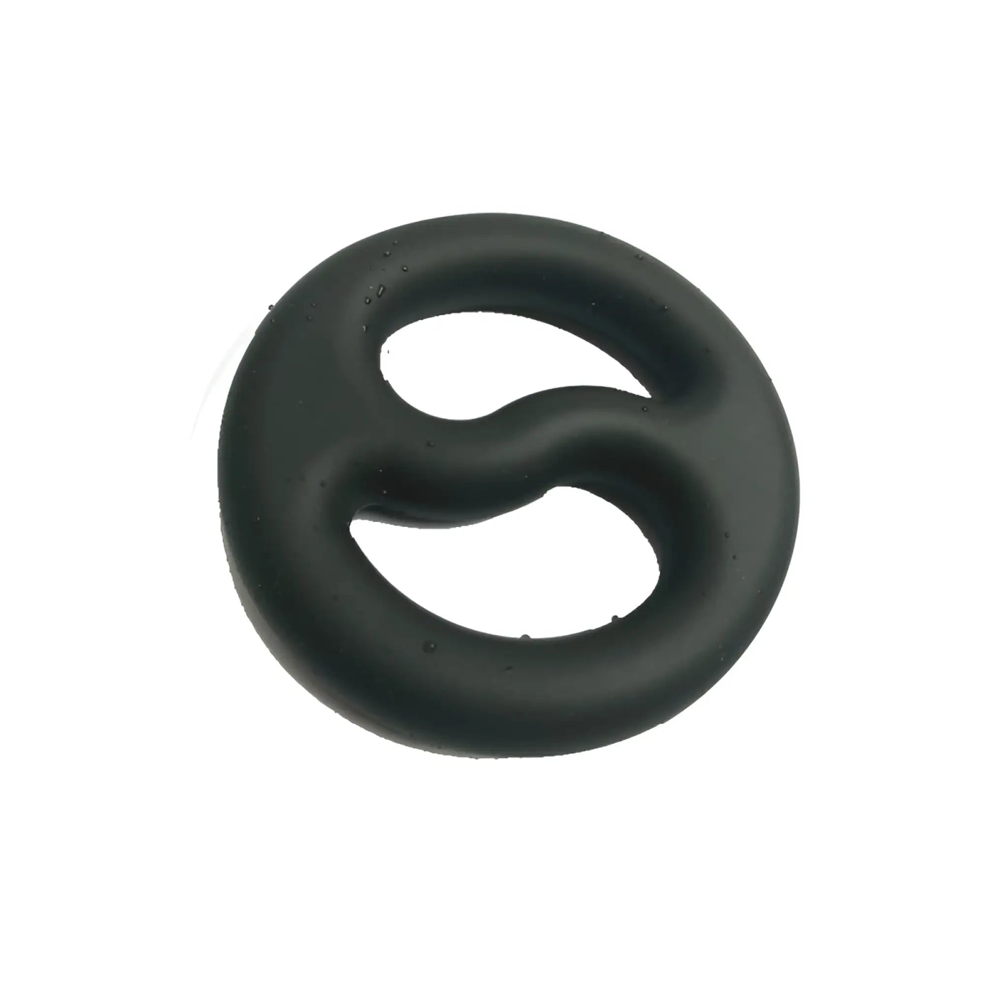 Black rubber hand gripper with smooth rounded design and two interlocking loops for brutus yin yang silicone duo ring