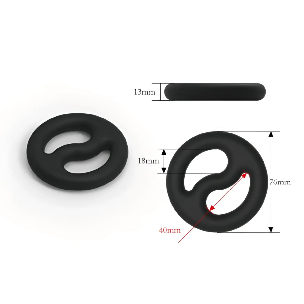 Brutus Brutus yin yang silicone cock and ball duo ring in black with smooth matte finish and ergonomic contours
